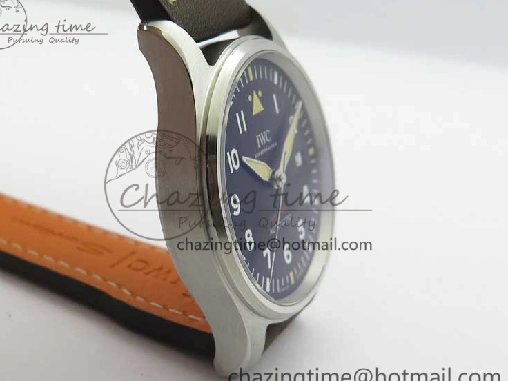 MIROTIME 0303 Original Pilot IW326803 SS MK 1:1 Best Edition Black Dial on Brown Leather Strap MIYOTA 7146